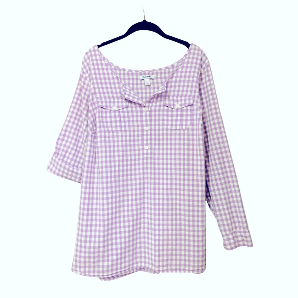 Old Navy Tie Waist Camp Gingham Pullover Tunic SZ 2X
